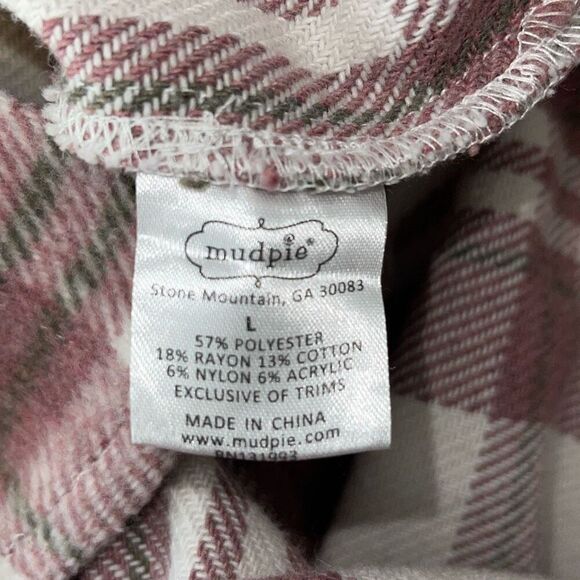 Mud Pie Womens Plaid Balloon Long‎ Sleeve Flannel Shirt Dusty Rose Size Large - Picture 8 of 10